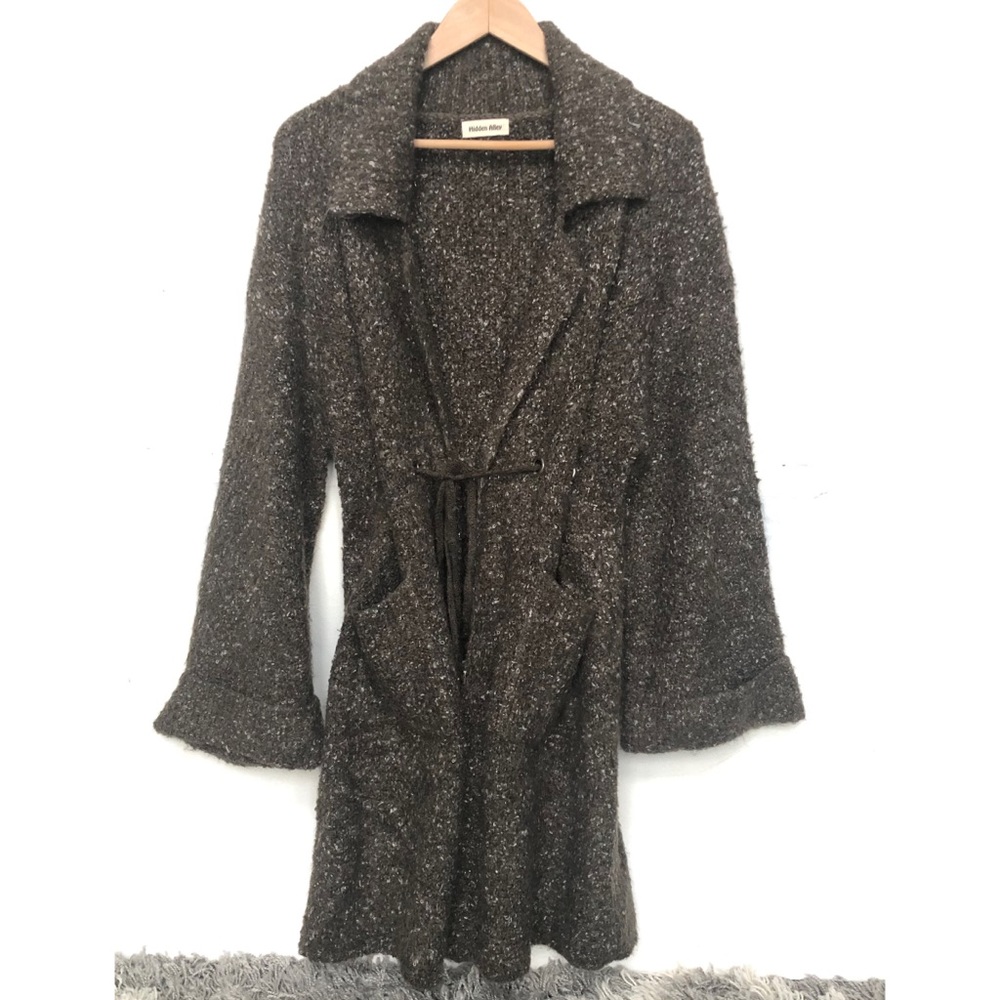 Hidden Alley Brown Marled Boucle Cardigan Sweater